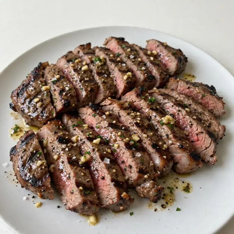 Grilled Flank Steak With Garlic Marinade