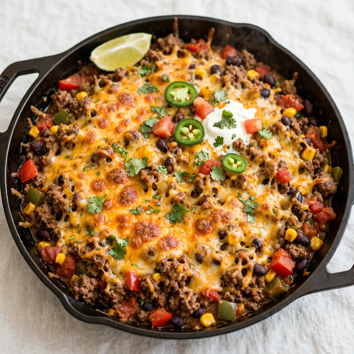 One-Pan Cheesy Beef Taco Skillet