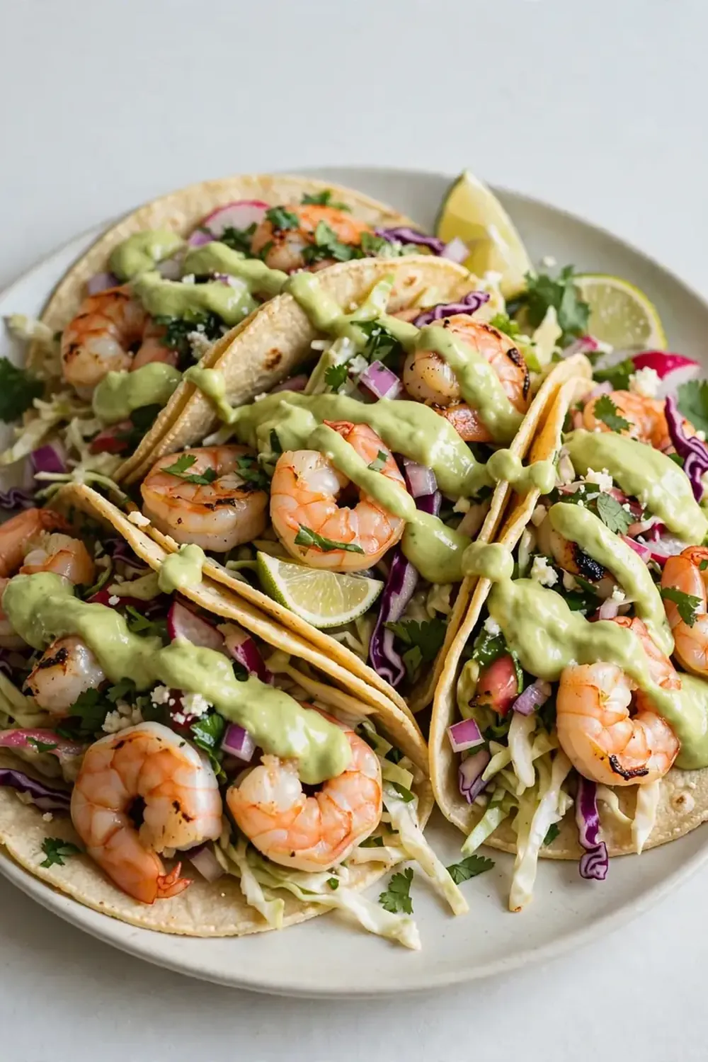 Shrimp Tacos with Avocado Cream